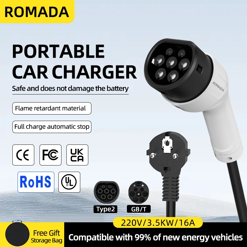ROMADA 16A 3.5KW Type 2 EV Cha - Home Ev Charger recension och pris